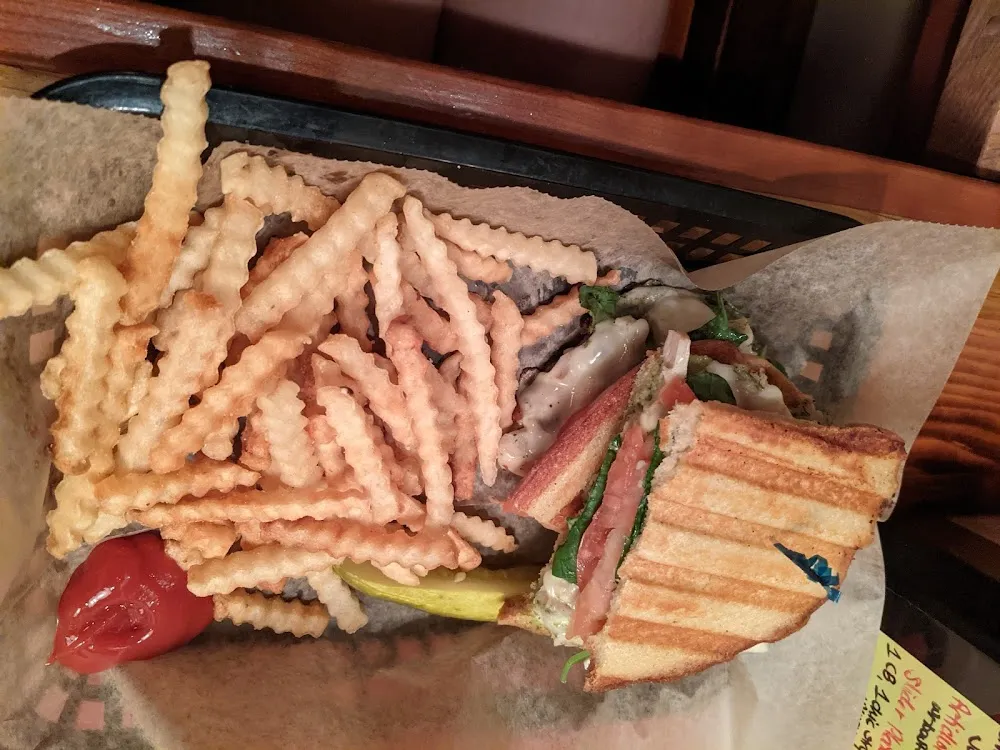 Chicken Pesto Panini with Fries